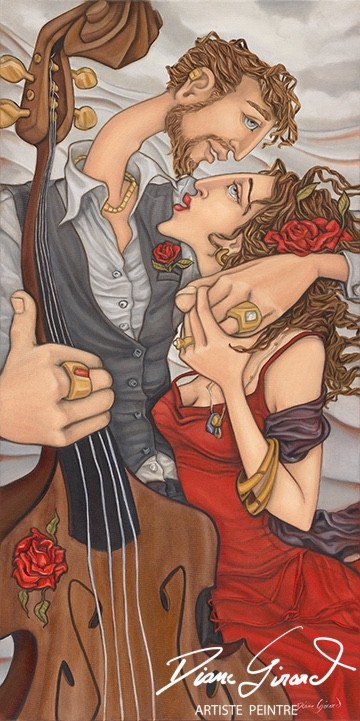 LE cello d’une romance _ 20 x 40 po _ HUILE _ PRIX : 1 420 $