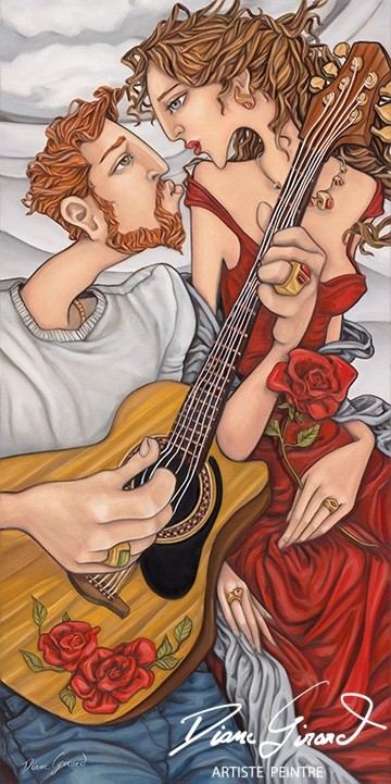 Juste un petit bisou mon amour_ 20 x 40 po _ HUILE_ PRIX : 1 420 $